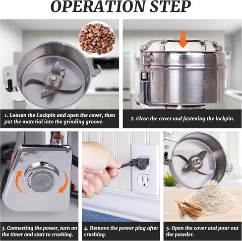 مطحنة حبوب هاكا، 200 جرام، مطحنة مسحوق كهربائية، 1200 وات، مطحنة عالية السرعة من الفولاذ المقاوم للصدأ، مطحنة أعشاب تجارية لطحن فلفل حبوب القهوة والذرة الجافة in Kuwait