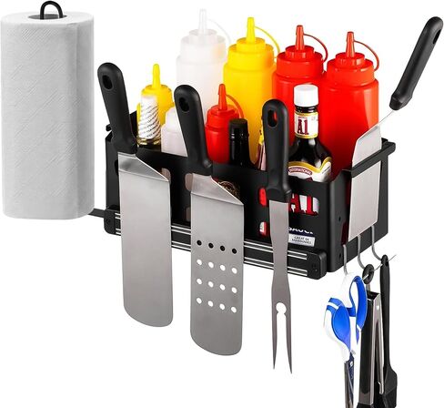 Griddle Caddy for Blackstone Griddle Accessories, Space Saving Blackstone Caddy for Blackstone 28"/36" Griddles/Weber Grill, BBQ Accessories Storage Box with Magnetic Tool Holder & Paper Towel Holder in Saudi Arabia