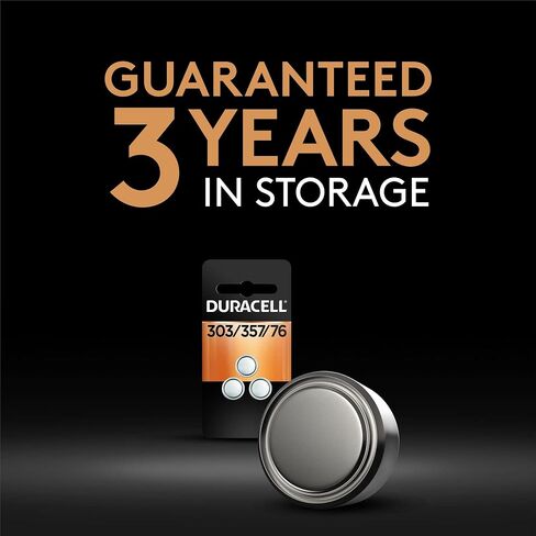 Duracell 303/357/76 Silver Oxide Button Battery, 3 Count Pack, 303/357/76 1.5 Volt Battery, Long-Lasting for Watches, Medical Devices, Calculators, and More in Kuwait
