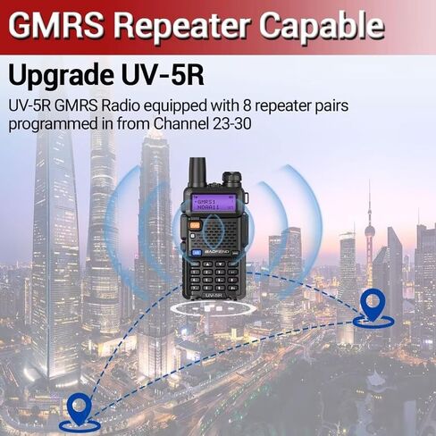 BAOFENG UV-5R GMRS Handheld Radio Long Range Rechargeable Two Way Radio,GMRS Repeater Capable with NOAA Weather Receiving and Scanning and Earpiece,Support Chirp(Black-2Pack) in Saudi Arabia