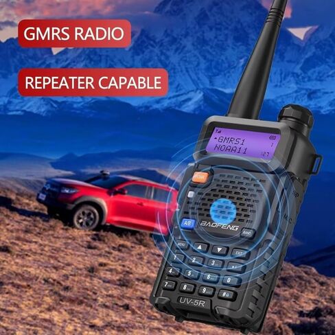BAOFENG UV-5R GMRS Handheld Radio Long Range Rechargeable Two Way Radio,GMRS Repeater Capable with NOAA Weather Receiving and Scanning and Earpiece,Support Chirp(Black-2Pack) in Saudi Arabia