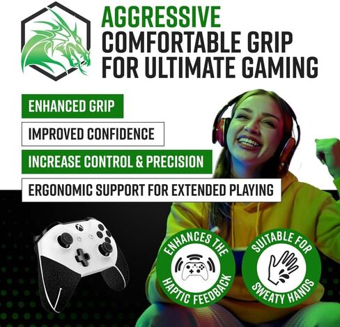 Dragon Grips Xbox Controller Grips, 1 Sheet Black Non-Slip Textured Rubber Grip Tape for Xbox One Controller Decal, Xbox One Elite Controller Grips, Including Thumb Stick, Triggers, Buttons, D-pad in Kuwait