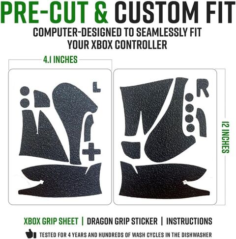 Dragon Grips Xbox Controller Grips, 1 Sheet Black Non-Slip Textured Rubber Grip Tape for Xbox One Controller Decal, Xbox One Elite Controller Grips, Including Thumb Stick, Triggers, Buttons, D-pad in Kuwait