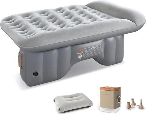 Coverado Car Air Mattress المقعد الخلفي، سرير سيارة لاسلكي محمول قابل للنفخ مع مضخة هواء مدمجة ووسادة، حقيبة تخزين، مجموعة رقعة، وسادة نوم عالمية للمقعد الخلفي للسيارة تناسب معظم سيارات الدفع الرباعي (L-51، W-32) in Kuwait