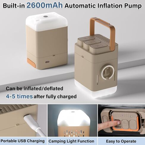 Coverado Car Air Mattress المقعد الخلفي، سرير سيارة لاسلكي محمول قابل للنفخ مع مضخة هواء مدمجة ووسادة، حقيبة تخزين، مجموعة رقعة، وسادة نوم عالمية للمقعد الخلفي للسيارة تناسب معظم سيارات الدفع الرباعي (L-51، W-32) in Kuwait