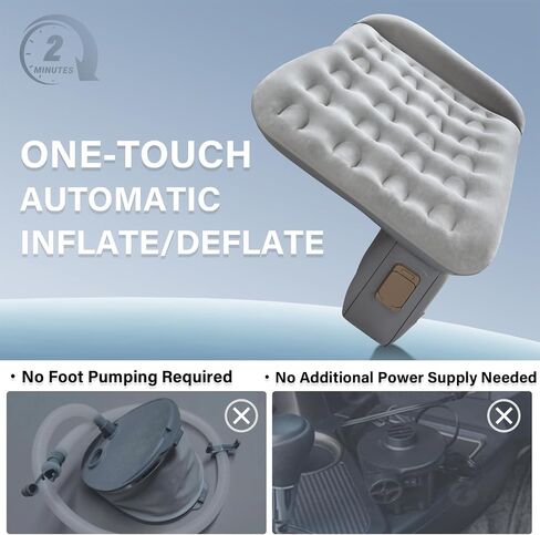 Coverado Car Air Mattress المقعد الخلفي، سرير سيارة لاسلكي محمول قابل للنفخ مع مضخة هواء مدمجة ووسادة، حقيبة تخزين، مجموعة رقعة، وسادة نوم عالمية للمقعد الخلفي للسيارة تناسب معظم سيارات الدفع الرباعي (L-51، W-32) in Kuwait