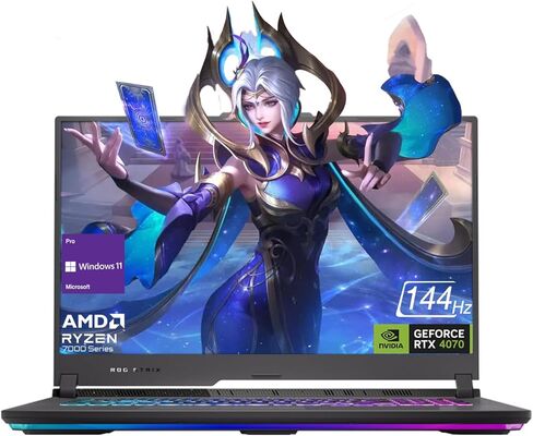 ASUS ROG Strix G17 Gaming Laptop, 17.3" FHD 144Hz, AMD Ryzen 9 7845HX, GeForce RTX 4070, 64GB DDR5 RAM, 2TB PCIe M.2 SSD, HDMI, USB 3.2 Gen 1, Wi-Fi 6, RGB Backlit Keyboard, Windows 11 Pro, Black in Saudi Arabia