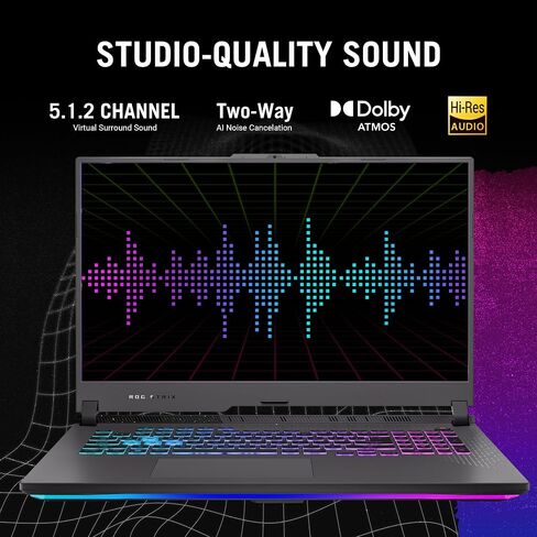 ASUS ROG Strix G17 Gaming Laptop, 17.3" FHD 144Hz, AMD Ryzen 9 7845HX, GeForce RTX 4070, 64GB DDR5 RAM, 2TB PCIe M.2 SSD, HDMI, USB 3.2 Gen 1, Wi-Fi 6, RGB Backlit Keyboard, Windows 11 Pro, Black in Saudi Arabia