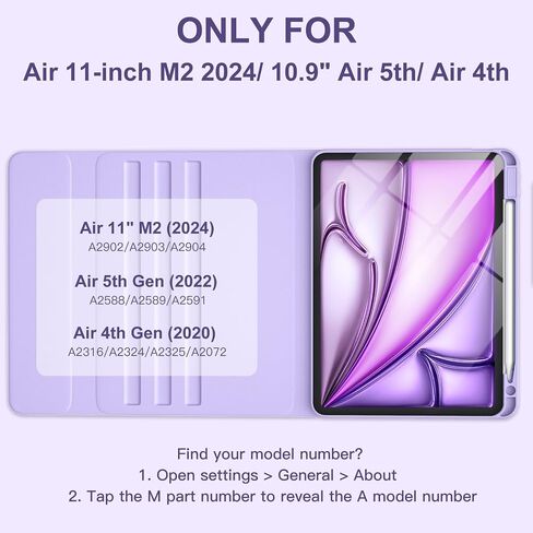 Keyboard Case Compatible with iPad Air 11-inch M2/ 10.9 Inch Air 5th 4th Generation Case with Keyboard-Backlit Detachable, Folio Cover with Pencil Holder for Air 11 2024/Air 5/Air 4 (Purple) in Kuwait