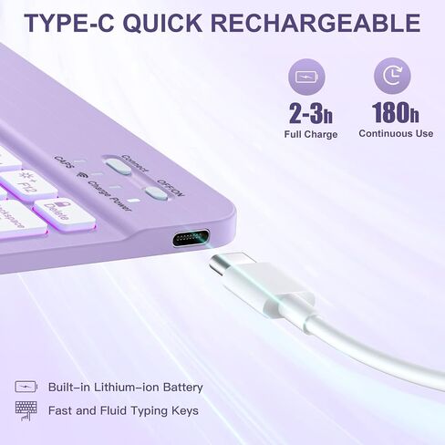 Keyboard Case Compatible with iPad Air 11-inch M2/ 10.9 Inch Air 5th 4th Generation Case with Keyboard-Backlit Detachable, Folio Cover with Pencil Holder for Air 11 2024/Air 5/Air 4 (Purple) in Kuwait