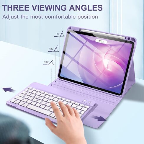 Keyboard Case Compatible with iPad Air 11-inch M2/ 10.9 Inch Air 5th 4th Generation Case with Keyboard-Backlit Detachable, Folio Cover with Pencil Holder for Air 11 2024/Air 5/Air 4 (Purple) in Kuwait