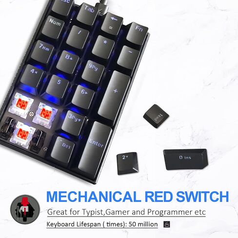 MOTOSPEED K23 Mechanical Numeric Keypad Red Switch Wired 21 Keys Mini Numpad Portable Gaming Keypad Extended Layout for Cashier in Saudi Arabia