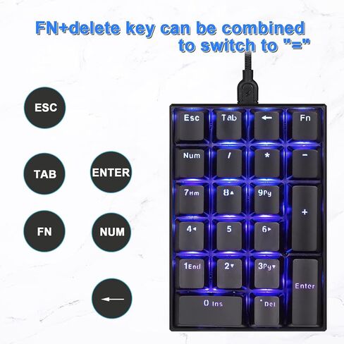 MOTOSPEED K23 Mechanical Numeric Keypad Red Switch Wired 21 Keys Mini Numpad Portable Gaming Keypad Extended Layout for Cashier in Saudi Arabia
