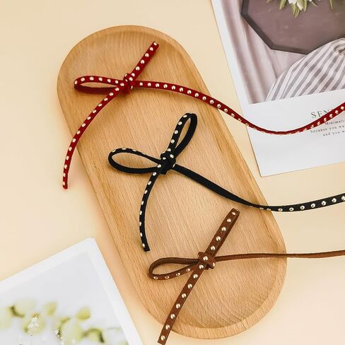 20 Yards Black Studded Faux Suede Cord Lace 5mm Flat Faux Leather Strip Ribbon with Aluminum Rivets Micro Fiber Braiding Leather String for DIY Jewelry Making in Kuwait