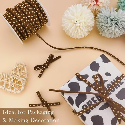 20 Yards Black Studded Faux Suede Cord Lace 5mm Flat Faux Leather Strip Ribbon with Aluminum Rivets Micro Fiber Braiding Leather String for DIY Jewelry Making in Kuwait