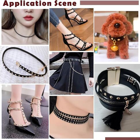 20 Yards Black Studded Faux Suede Cord Lace 5mm Flat Faux Leather Strip Ribbon with Aluminum Rivets Micro Fiber Braiding Leather String for DIY Jewelry Making in Kuwait
