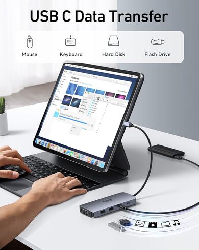 USB C Docking Station Dual HDMI Monitor Adapter, Selore USB C Hub 3 Monitors Adapter with Dual HDMI, Displayport, VGA, 100W PD Charging, 2USB A 2.0,USB C 2.0 Ports Adapter for Dell XPS,HP, Lenovo,etc in Saudi Arabia