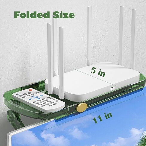 الرف العلوي للتلفزيون - الرف العلوي للشاشة قابل للتعديل، حامل تخزين شاشة التلفزيون، حامل شاشة التلفزيون، حامل جدار التلفزيون، دعامة تلفزيون على الحائط، رف صندوق الكابل للتلفزيون المثبت على الحائط (عبوتان) أخضر in Kuwait