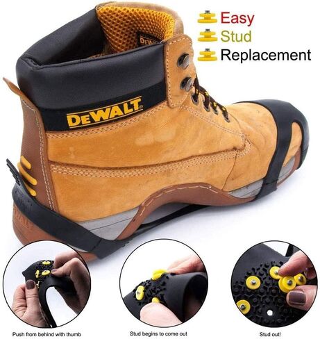 10-STUD Ice Snow Grips, Anti Slip Winter Ice Grippers Universal Slip-on Stretch Fit Snow & Ice Spikes Traction Cleats Crampons (Large 8-11) in Saudi Arabia