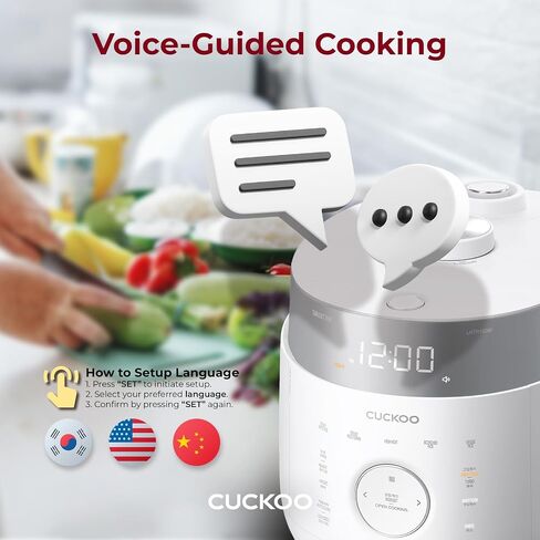 CUCKOO CRP-LHTR0609FW 6 أكواب (غير مطبوخة) / 12 كوب (مطبوخ) تسخين حثي لطهي الأرز بالضغط المزدوج مع وعاء داخلي غير لاصق، 16 وضعًا للقائمة، 3 دليل صوتي، تنظيف تلقائي (أبيض) in Kuwait