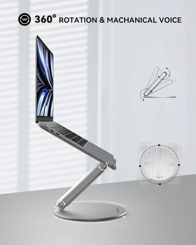 LULULOOK Laptop Stand for Desk, 360 Rotating Adjustable Laptop Riser, Foldable Aluminum Computer Desktop Holder Stand Compatible with MacBook Pro/Air, Dell, HP, Lenovo and Other 10-17inch Laptops in Kuwait