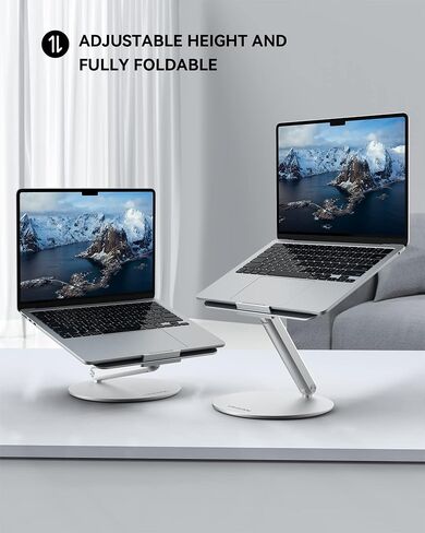 LULULOOK Laptop Stand for Desk, 360 Rotating Adjustable Laptop Riser, Foldable Aluminum Computer Desktop Holder Stand Compatible with MacBook Pro/Air, Dell, HP, Lenovo and Other 10-17inch Laptops in Kuwait
