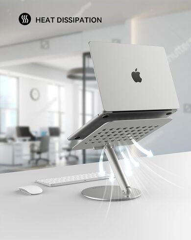 LULULOOK Laptop Stand for Desk, 360 Rotating Adjustable Laptop Riser, Foldable Aluminum Computer Desktop Holder Stand Compatible with MacBook Pro/Air, Dell, HP, Lenovo and Other 10-17inch Laptops in Kuwait