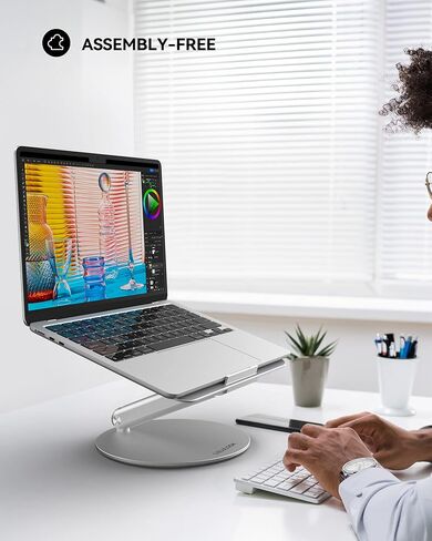 LULULOOK Laptop Stand for Desk, 360 Rotating Adjustable Laptop Riser, Foldable Aluminum Computer Desktop Holder Stand Compatible with MacBook Pro/Air, Dell, HP, Lenovo and Other 10-17inch Laptops in Kuwait