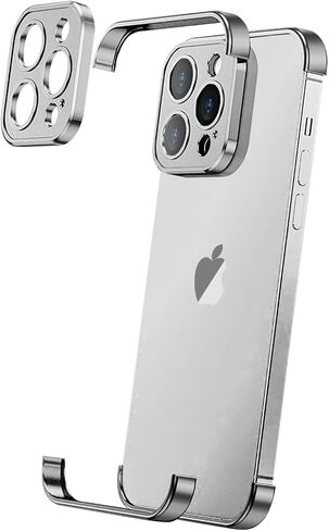 Losin Compatible with iPhone 15 Pro Max Case with Camera Lens Protector, Aluminum Metal Frameless, Borderless Design, Slim Thin & Lightweight, Shockproof Bumper Cover, for Women Men (Natural Titanium) in Kuwait
