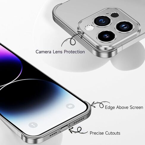 Losin Compatible with iPhone 15 Pro Max Case with Camera Lens Protector, Aluminum Metal Frameless, Borderless Design, Slim Thin & Lightweight, Shockproof Bumper Cover, for Women Men (Natural Titanium) in Kuwait