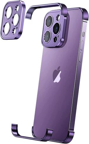 Losin Compatible with iPhone 15 Pro Max Case with Camera Lens Protector, Aluminum Metal Frameless, Borderless Design, Slim Thin & Lightweight, Shockproof Bumper Cover, for Women Men (Natural Titanium) in Kuwait
