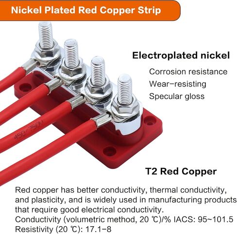 2 pcs 600A High Current Bus Bar with 4 Studs (3/8 inch) M10 Nickel Plated Copper Distribution Block Ideal for Electrical Battery Ground Buss Bar Connections with Cover 300 V AC/12-48 V DC in Kuwait