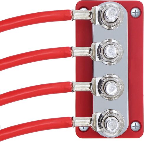 2 pcs 600A High Current Bus Bar with 4 Studs (3/8 inch) M10 Nickel Plated Copper Distribution Block Ideal for Electrical Battery Ground Buss Bar Connections with Cover 300 V AC/12-48 V DC in Kuwait