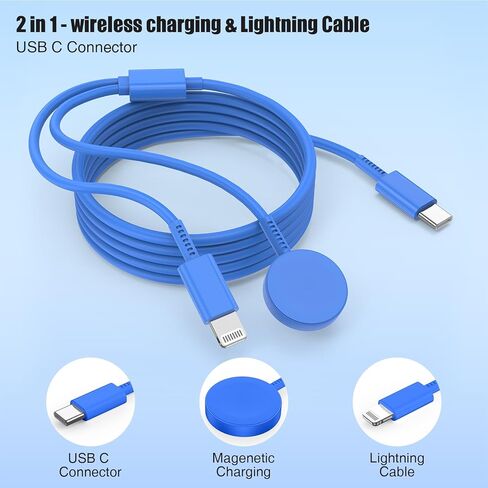 شاحن ساعة Apple USB C مطور، [معتمد من MFi] 2 في 1 كابل شحن سريع مغناطيسي iWatch بطول 6 أقدام مع كتلة قابس حائط من النوع C بقدرة 20 وات لسلسلة ساعات Apple 8/7/SE/6/5/4/3/2/1/ آيفون 14/13/12/11/XS in Saudi Arabia