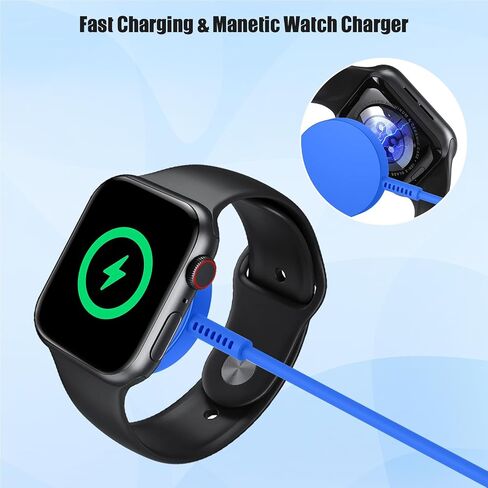 شاحن ساعة Apple USB C مطور، [معتمد من MFi] 2 في 1 كابل شحن سريع مغناطيسي iWatch بطول 6 أقدام مع كتلة قابس حائط من النوع C بقدرة 20 وات لسلسلة ساعات Apple 8/7/SE/6/5/4/3/2/1/ آيفون 14/13/12/11/XS in Saudi Arabia