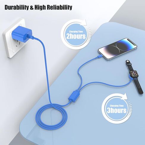 شاحن ساعة Apple USB C مطور، [معتمد من MFi] 2 في 1 كابل شحن سريع مغناطيسي iWatch بطول 6 أقدام مع كتلة قابس حائط من النوع C بقدرة 20 وات لسلسلة ساعات Apple 8/7/SE/6/5/4/3/2/1/ آيفون 14/13/12/11/XS in Saudi Arabia