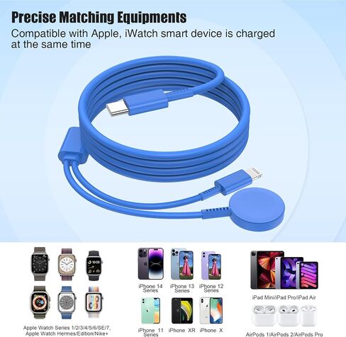 شاحن ساعة Apple USB C مطور، [معتمد من MFi] 2 في 1 كابل شحن سريع مغناطيسي iWatch بطول 6 أقدام مع كتلة قابس حائط من النوع C بقدرة 20 وات لسلسلة ساعات Apple 8/7/SE/6/5/4/3/2/1/ آيفون 14/13/12/11/XS in Saudi Arabia