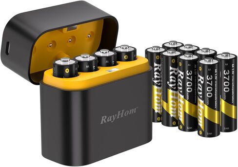 Rechargeable AA Lithium Batteries with Charger - 8 Pack Double A Batteries for Blink Camera, 1.5V Constant Output 3700mWh High Capacity, Cycle Times Up to 1600, with 8 Slot aa Li-Ion Battery Charger in Saudi Arabia