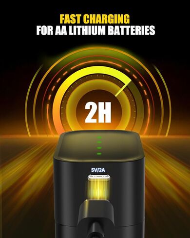 Rechargeable AA Lithium Batteries with Charger - 8 Pack Double A Batteries for Blink Camera, 1.5V Constant Output 3700mWh High Capacity, Cycle Times Up to 1600, with 8 Slot aa Li-Ion Battery Charger in Saudi Arabia