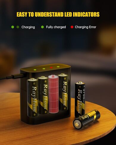 Rechargeable AA Lithium Batteries with Charger - 8 Pack Double A Batteries for Blink Camera, 1.5V Constant Output 3700mWh High Capacity, Cycle Times Up to 1600, with 8 Slot aa Li-Ion Battery Charger in Saudi Arabia