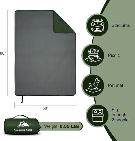 Large Waterproof Outdoor Picnic Blanket 80"x 58" | Windproof Lightweight Stadium Blanket, Packable, Stay Dry and Comfortable for Camping, Sports, Travel - Red in Kuwait