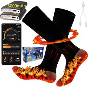 Heated Socks for Men & Women with App Control 5000mAh*2 Rechargeable Electric Heated Socks Up to 9 Hours Washable Warm Socks for Outdoors Work Skiing Hunting Riding Cycling Hiking Camping Xmas Gifts