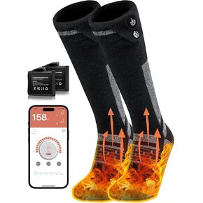 Heated Socks, Heated Socks for Men Women with APP Control, 3.7V 3000mAh Rechargeable Electric Heated Socks Outdoor Riding Camping Hiking Motorcycle Foot Warmer for Winter