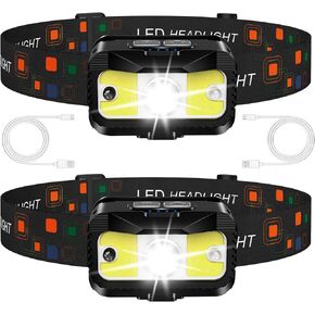 Headlamp Rechargeable,1200 Lumen Ultra Bright LED Head Lamp Flashlight with White Red Light, 2 Pack Motion Sensor Waterproof Headlight, 8 Modes Lights for Outdoor Camping Fishing Running