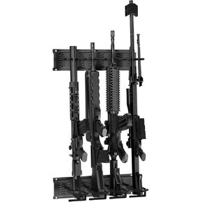 AGPTEK Adjustable Heavy Duty Steel Gun Rack Wall Mount with Soft Padded Holders for Indoor Rifle Storage, Secure Display Stand for Shotguns and Rifles(4 Slot)