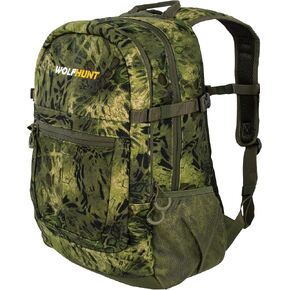 WOLFHUNT Hunting Backpack for Men, Medium Camouflage Hunting Pack Hiking Day Pack for Hiking, Fishing, Shooting, 24 L,Prym1 Woodlands