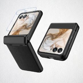 for Motorola Razr 2024 Case, Built-in Screen Protector & Hinge Protection Full Body Shockproof Phone Cover, Hard Ultra-Thin Phone Case for Moto Razr 2024 (Black)