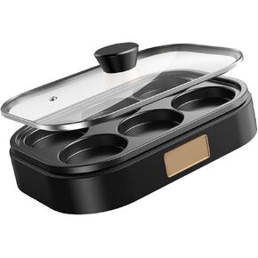 Egg Frying Pan, Electric Egg Cooker with 6 Cup Egg Frying Pan Breakfast Maker Easy Rapid Heating for Lunch Dinner Snacks Making (With Pot Cover)