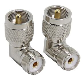 PL259 Right Angle, 2 Pack UHF Male to Female Coax Connector Adapter, 90 Degree Elbow for CB Ham Radio Antenna, Coaxial Cable