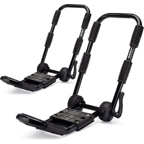 Best Marine and Outdoors Folding Kayak Roof Rack Carrier for Car, Truck & SUV, 2 Foldable J Racks for Kayaks & SUP Paddle Boards, Universal Crossbar Mount, Rooftop Kayaking Accessories